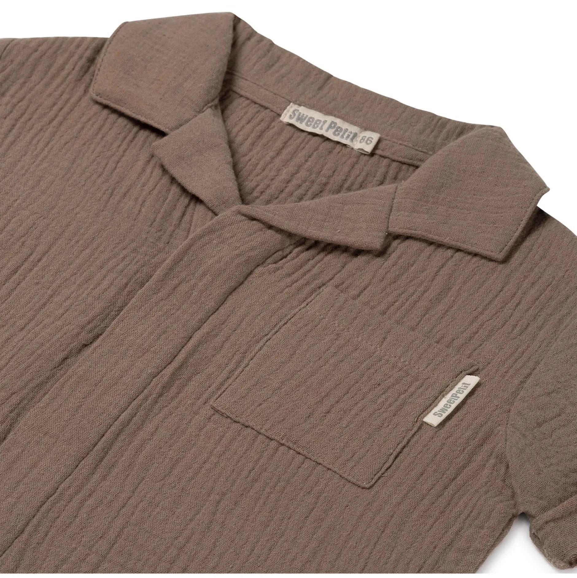 Shirts & Blouses|Shirts & Blouses*Sweet Petit peuter blouse Evan korte mouwen effen taupe Taupebrown