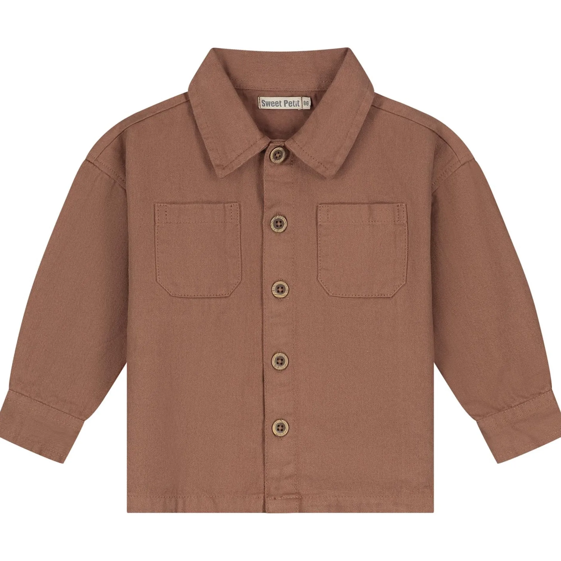 Shirts & Blouses|Shirts & Blouses*Sweet Petit peuter blouse lange mouwen effen bruin Red Brown
