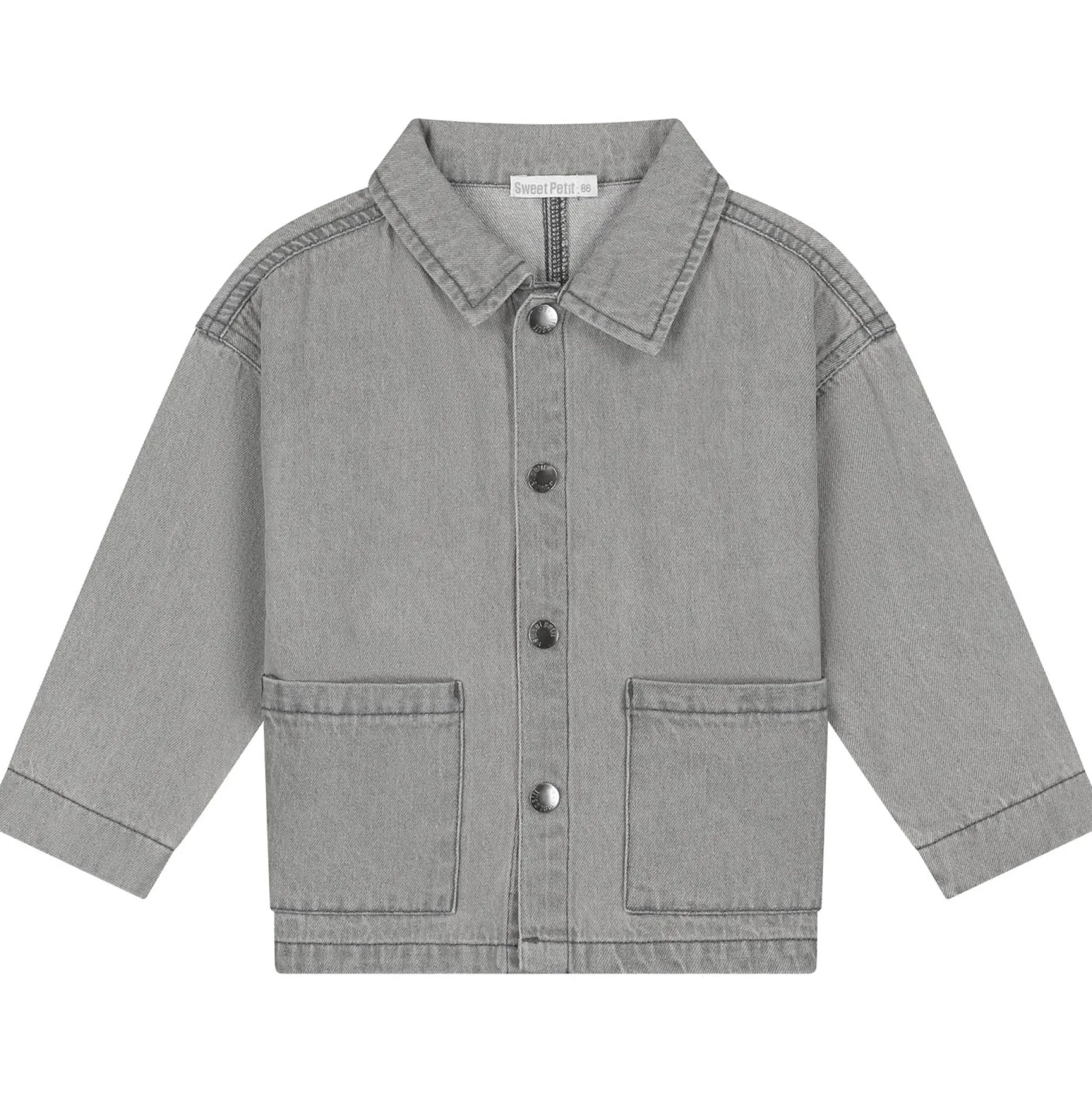 Truien & Vesten|Vesten*Sweet Petit peuter blouse Zeb lange mouwen effen grijs Dark Grey Denim