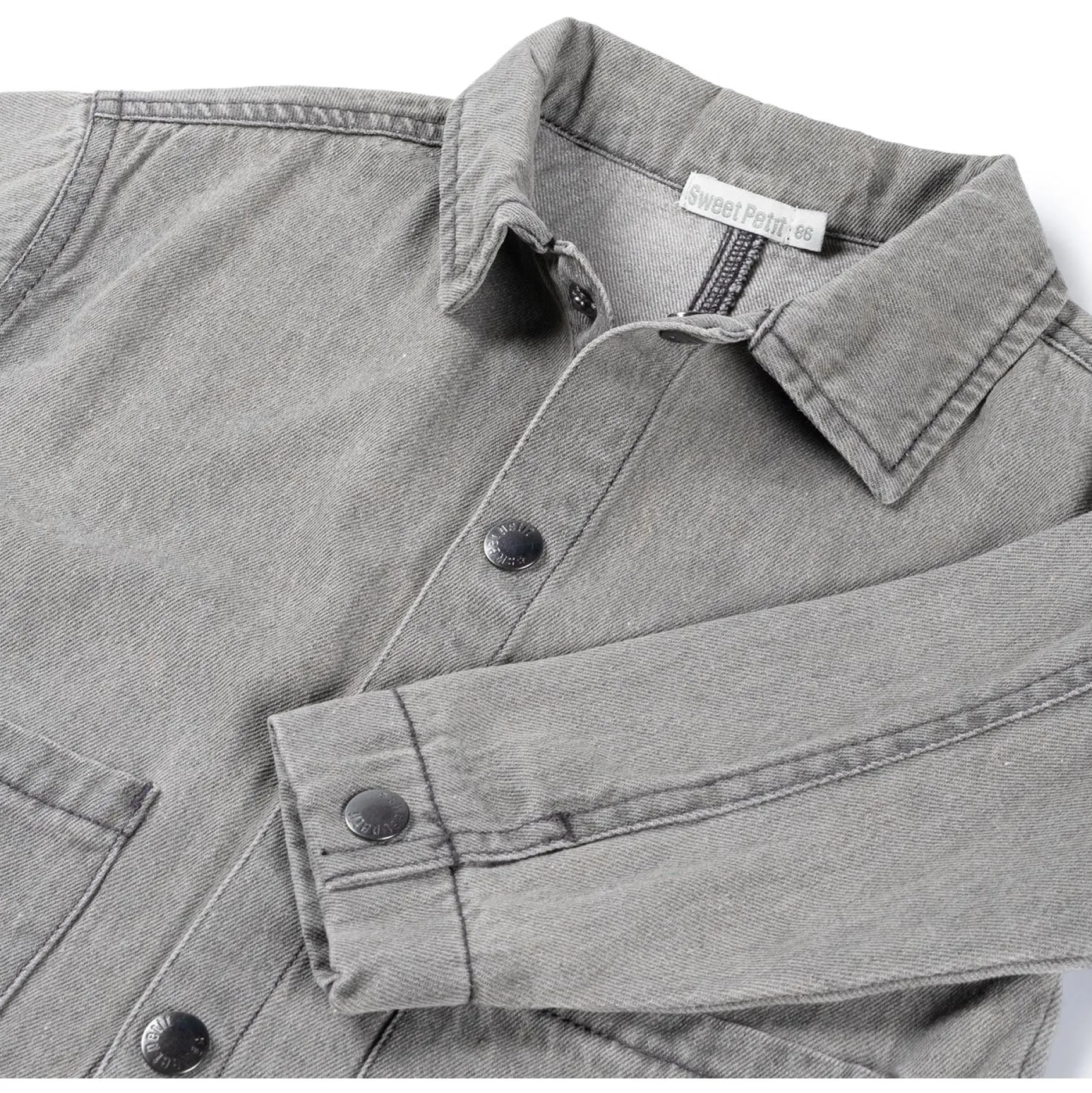 Truien & Vesten|Vesten*Sweet Petit peuter blouse Zeb lange mouwen effen grijs Dark Grey Denim