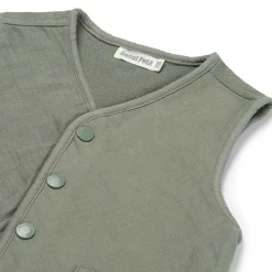 Truien & Vesten|Vesten*Sweet Petit peuter gilet mouwloos effen groen Sage Green