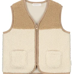 Truien & Vesten|Vesten*Sweet Petit peuter gilet Joe mouwloos effen beige Ecru