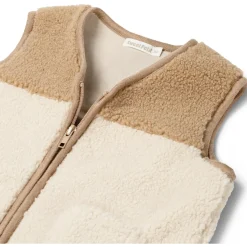 Truien & Vesten|Vesten*Sweet Petit peuter gilet Joe mouwloos effen beige Ecru