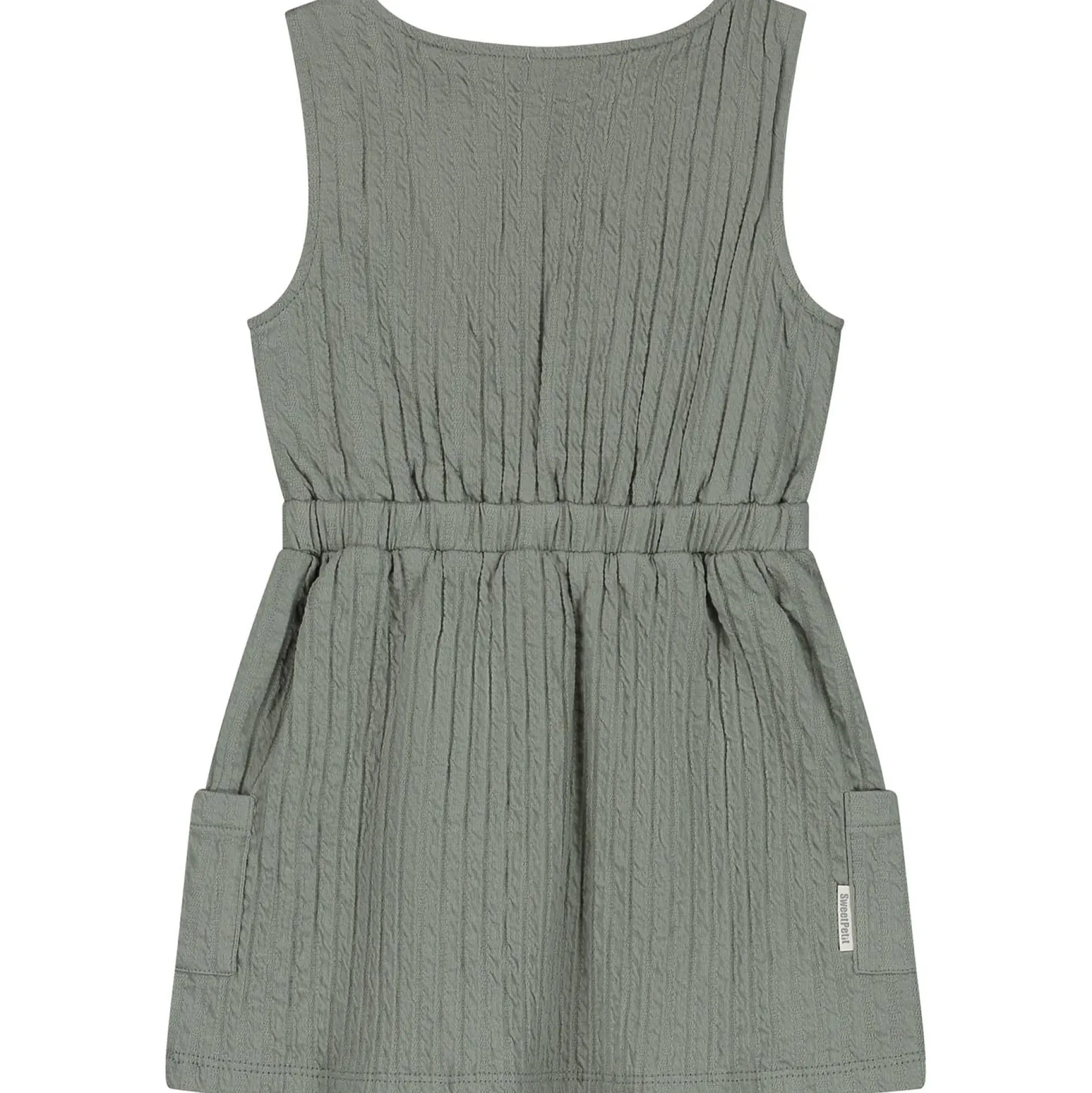 Jurken & Rokken|Jurken & Rokken*Sweet Petit peuter jurk Merel mouwloos effen groen Sage Green