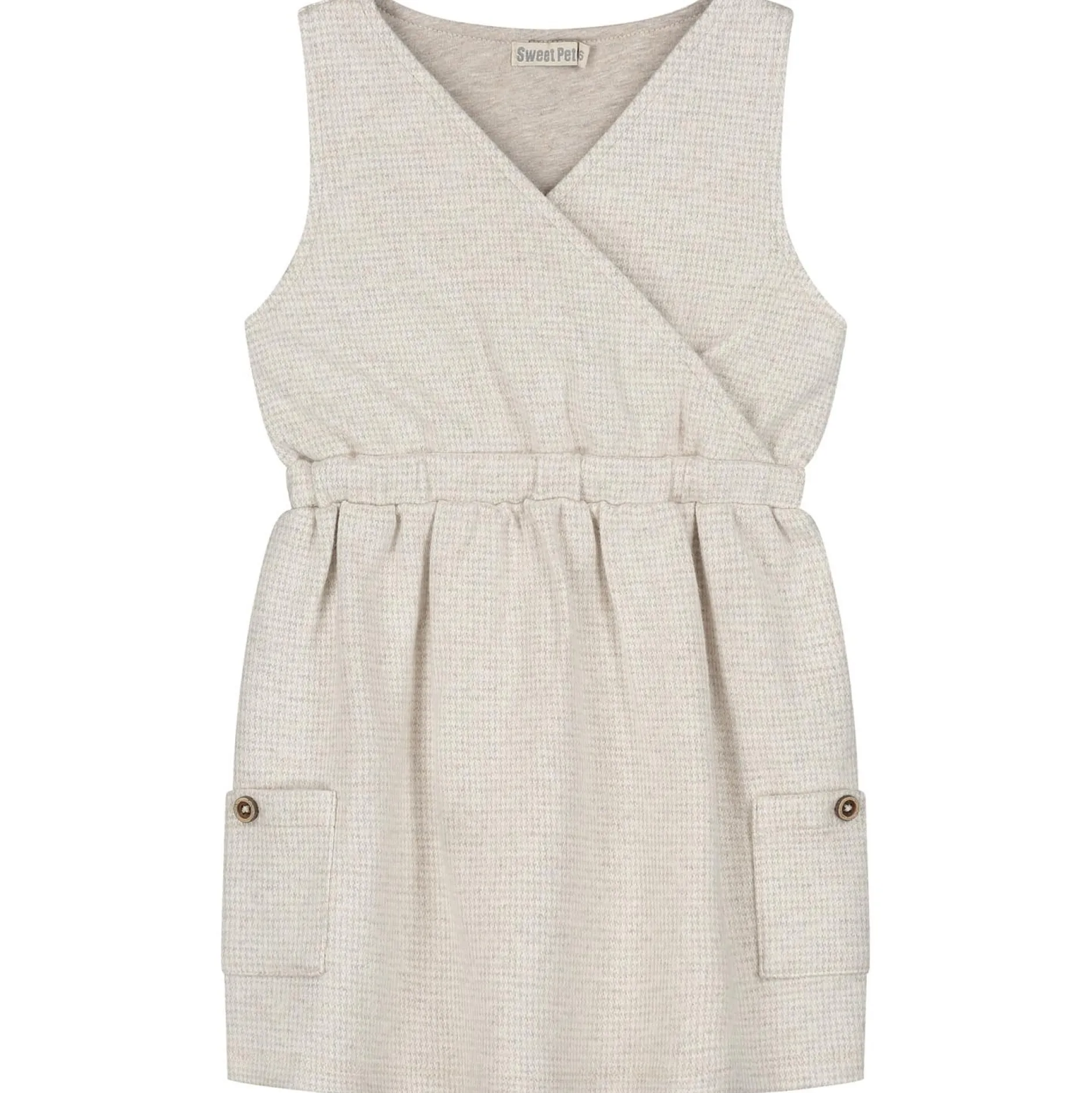 Jurken & Rokken|Jurken & Rokken*Sweet Petit peuter jurk Merel mouwloos ruit beige Dark Brown Melange