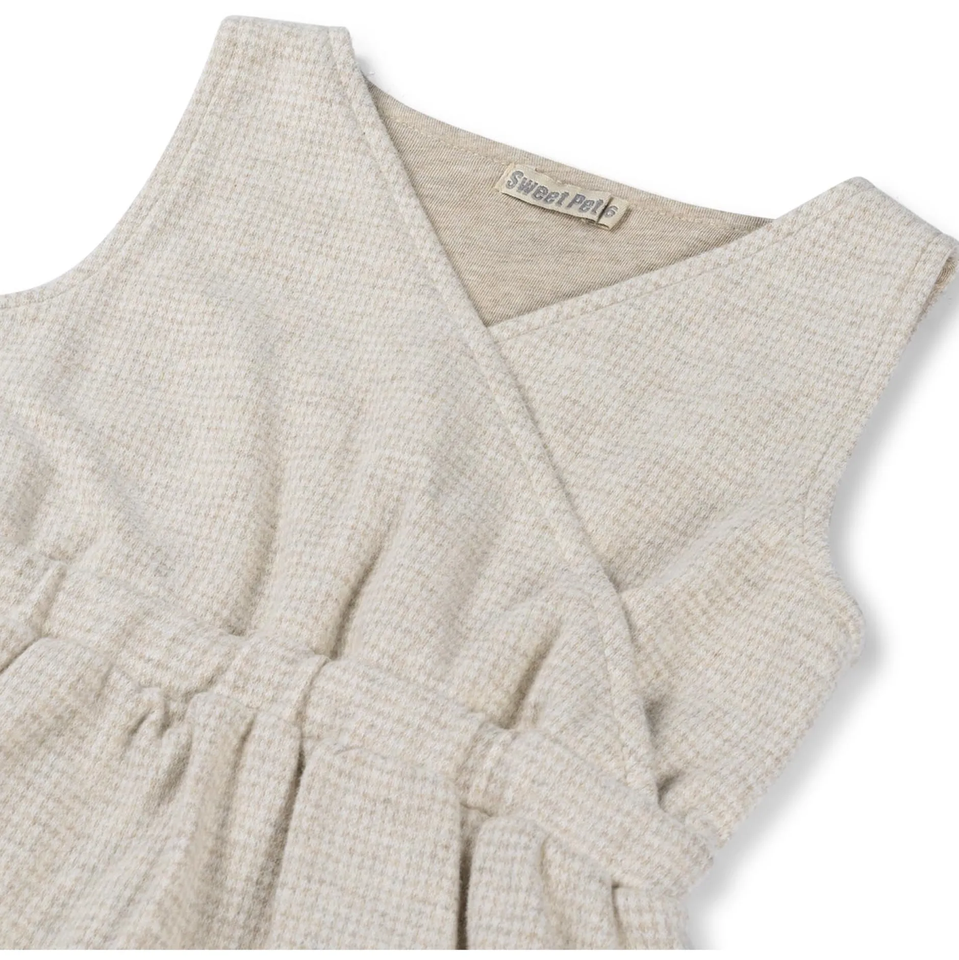 Jurken & Rokken|Jurken & Rokken*Sweet Petit peuter jurk Merel mouwloos ruit beige Dark Brown Melange