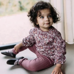 Broeken & Leggings|Broeken & Leggings*Sweet Petit peuter legging Veerle effen roze Dark Mauve Purple