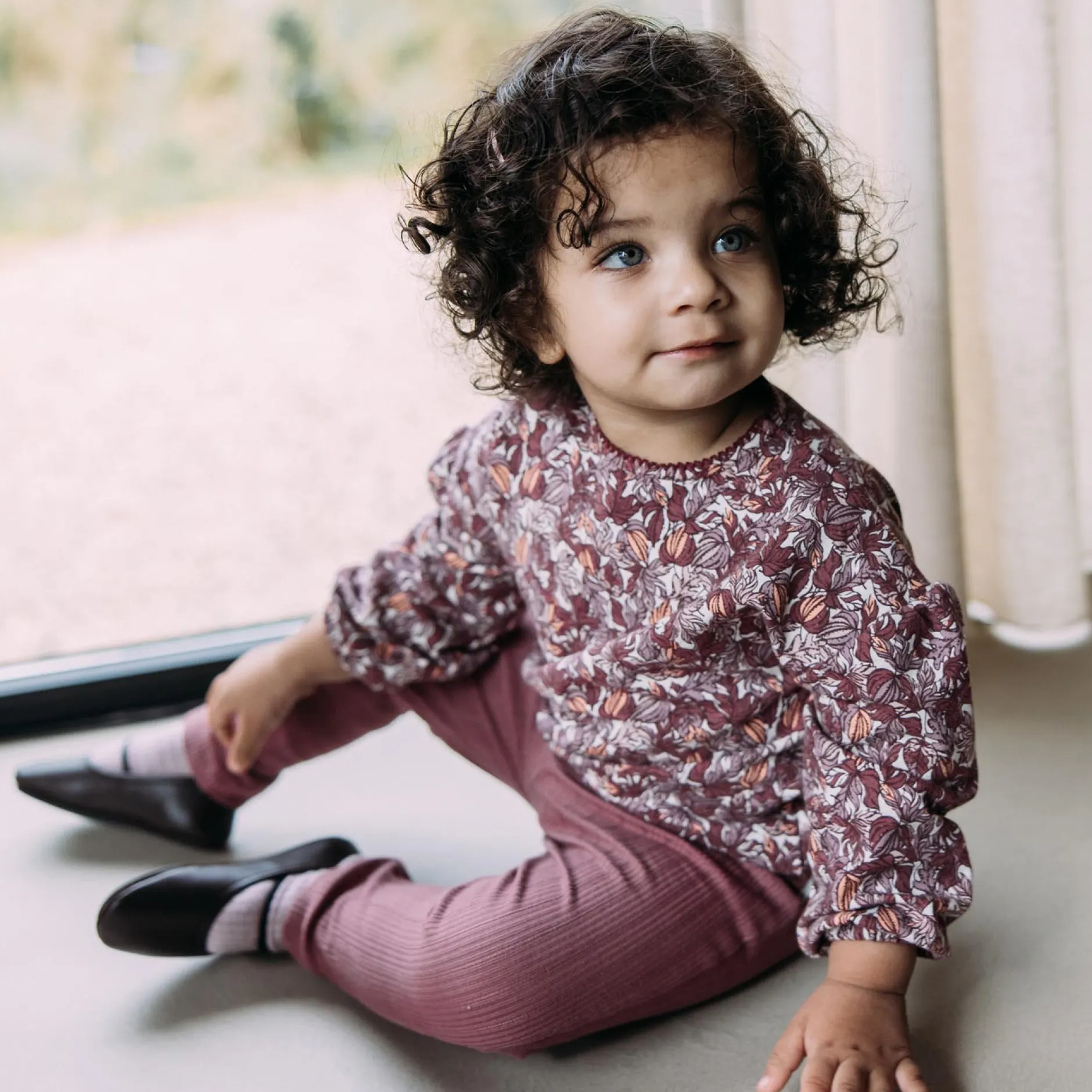 Broeken & Leggings|Broeken & Leggings*Sweet Petit peuter legging Veerle effen roze Dark Mauve Purple