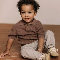 Truien & Vesten|Truien & Sweaters*Sweet Petit peuter polo korte mouwen effen bruin Red Brown