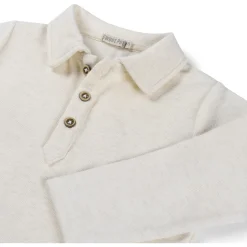 Shirts & Blouses|Shirts & Blouses*Sweet Petit peuter polo Nathan lange mouwen effen beige Soft Ecru Melange