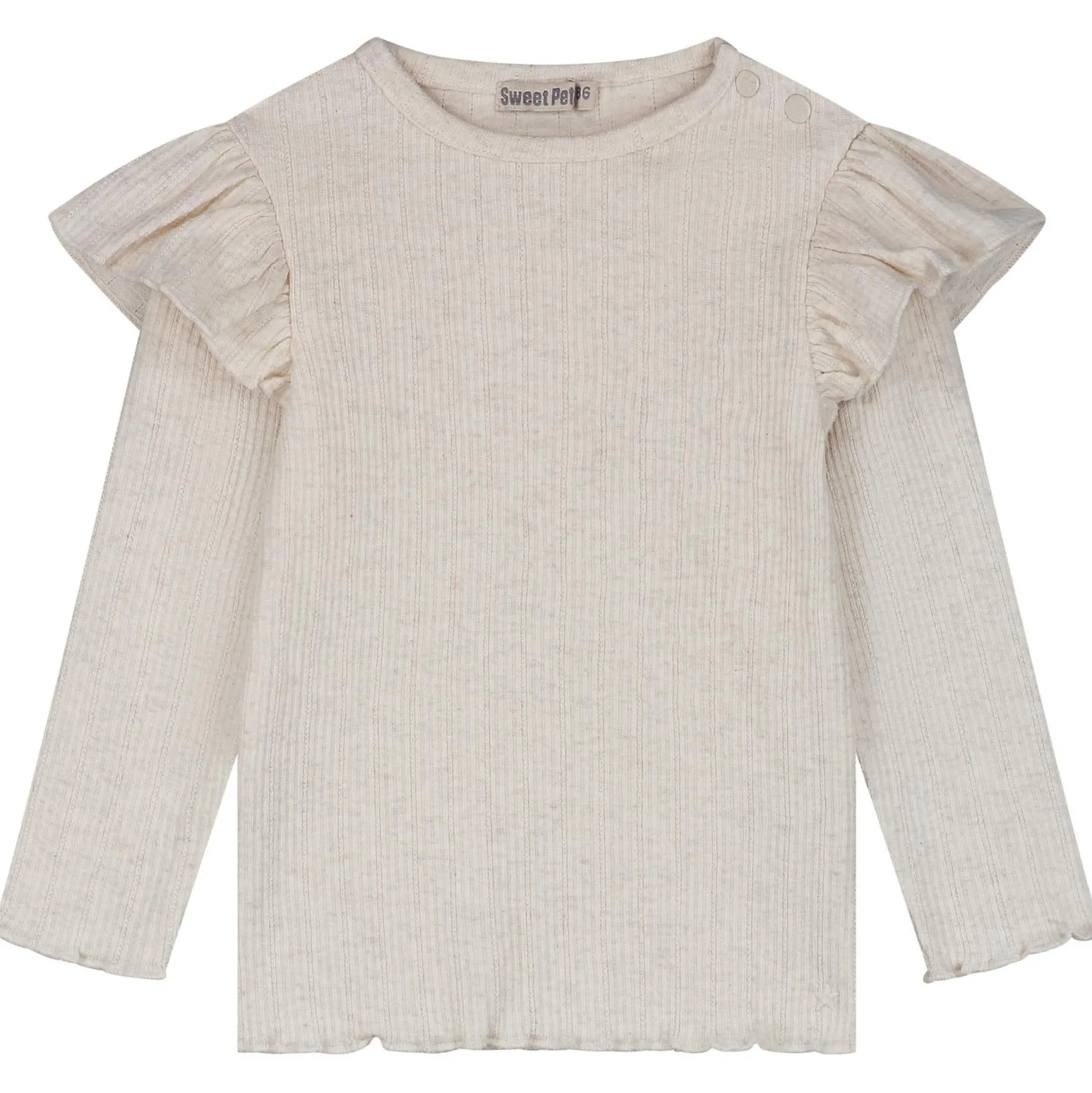 Shirts & Blouses|Shirts & Blouses*Sweet Petit peuter shirt Meave lange mouwen effen beige Soft Ecru Melange