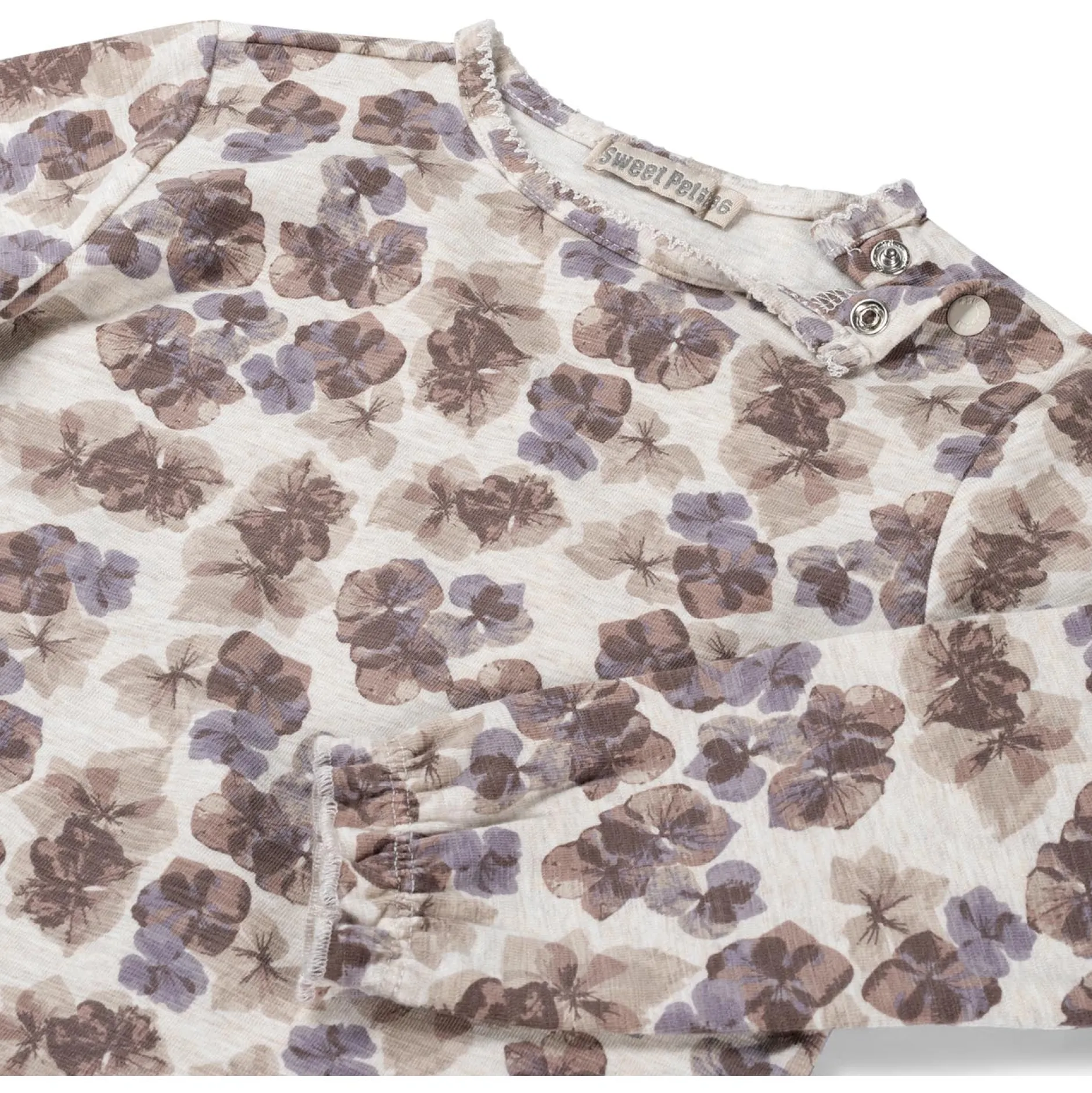 Shirts & Blouses|Shirts & Blouses*Sweet Petit peuter shirt Lin lange mouwen bloemen multi Soft Ecru Melange