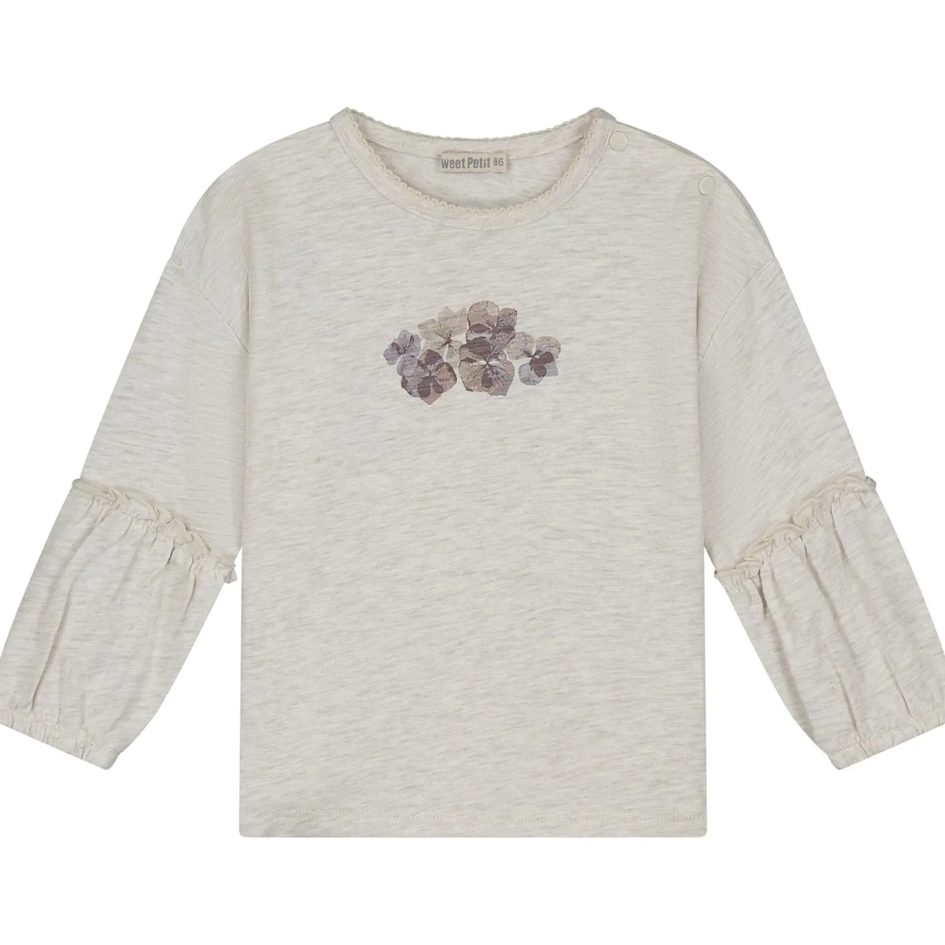Shirts & Blouses|Shirts & Blouses*Sweet Petit peuter shirt Else lange mouwen printopdruk beige Soft Ecru Melange