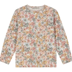 Shirts & Blouses|Shirts & Blouses*Sweet Petit peuter shirt Lin lange mouwen bloemen beige Soft Ecru Melange