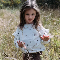 Truien & Vesten|Truien & Sweaters*Sweet Petit peuter sweater Kiki lange mouwen bloemen beige Soft Ecru Melange