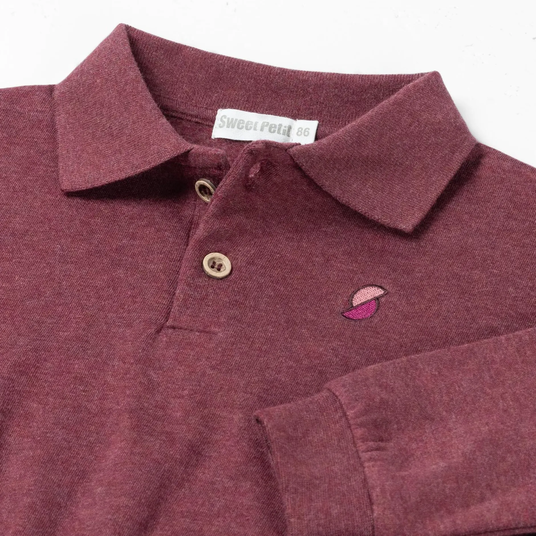 Truien & Vesten|Truien & Sweaters*Sweet Petit peuter sweater Pim lange mouwen effen rood Red Brown