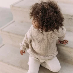 Truien & Vesten|Truien & Vesten*Sweet Petit peuter trui Charlie lange mouwen melee beige Soft Ecru Melange