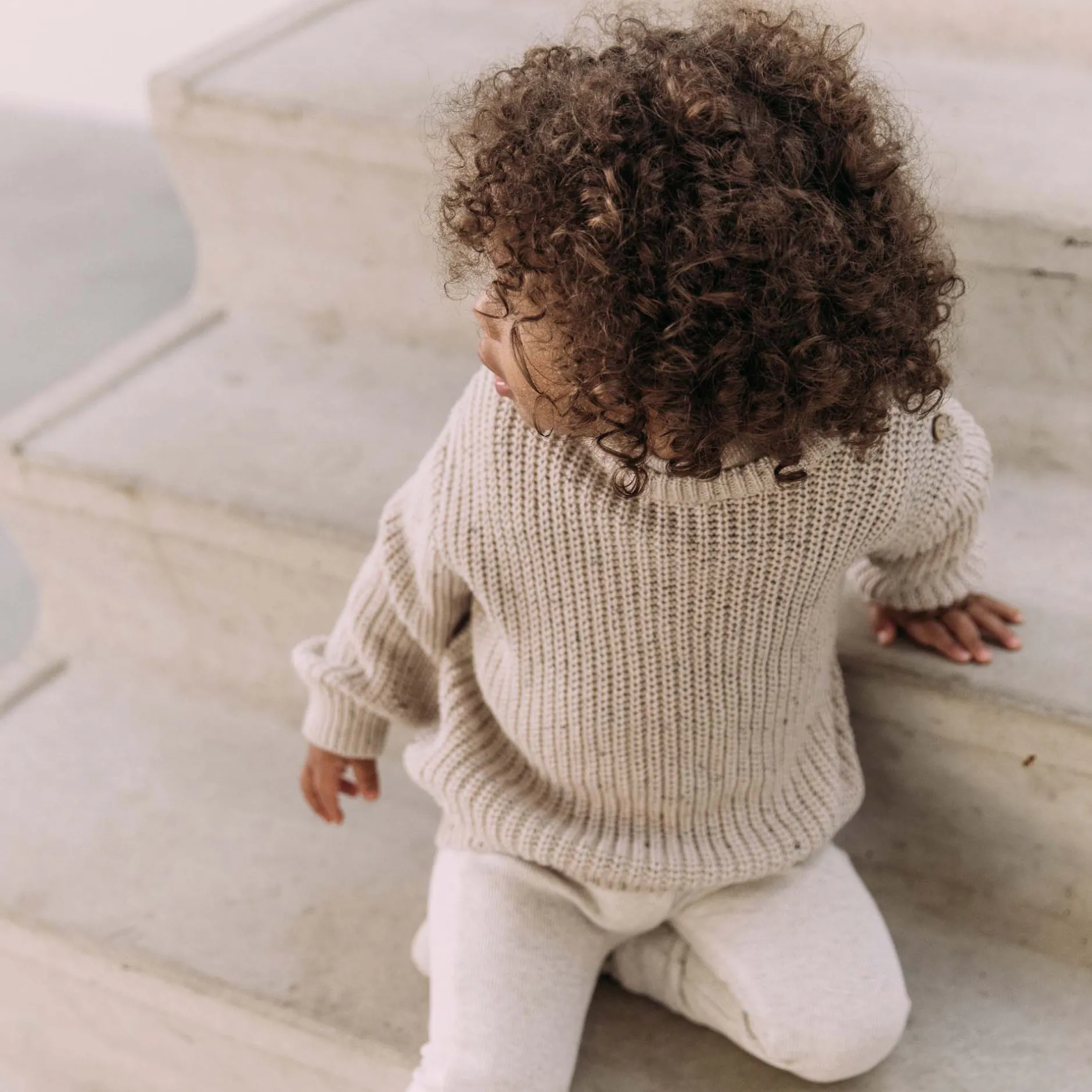 Truien & Vesten|Truien & Vesten*Sweet Petit peuter trui Charlie lange mouwen melee beige Soft Ecru Melange