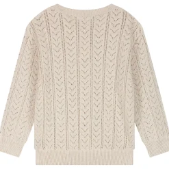 Truien & Vesten|Vesten*Sweet Petit peuter vest Hope lange mouwen effen beige Soft Ecru Melange