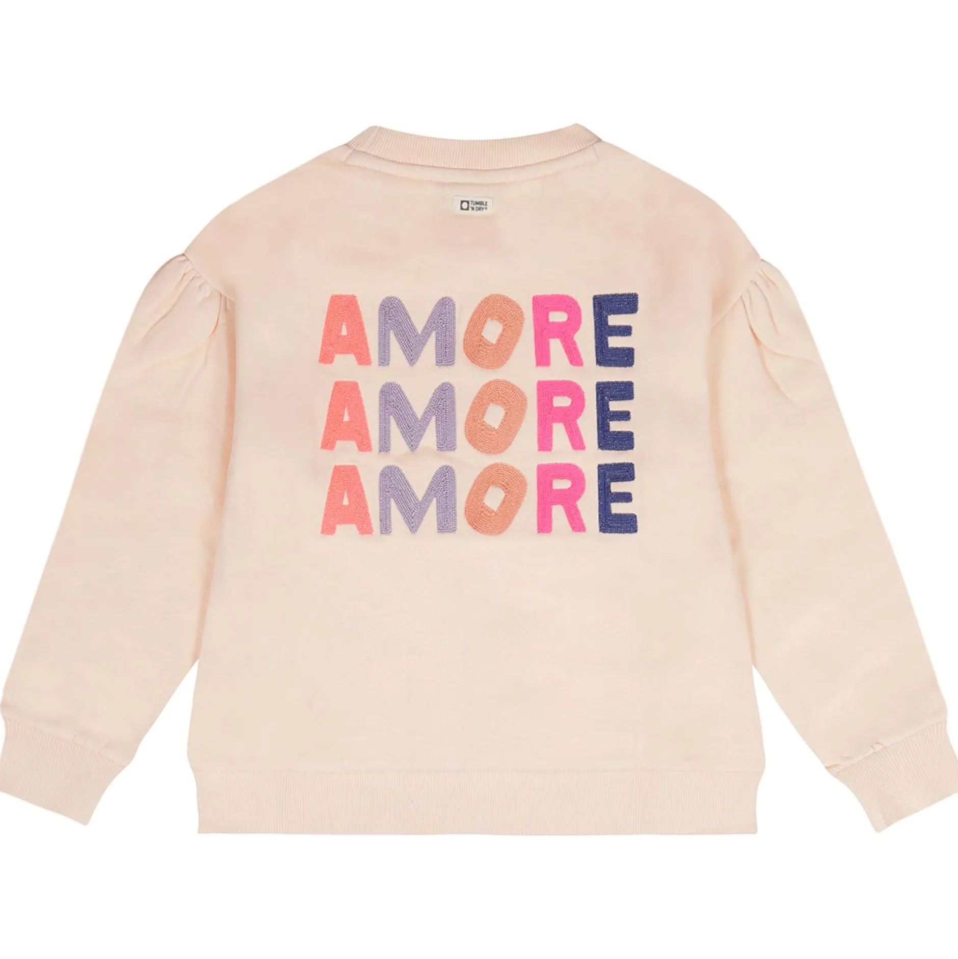 Truien & Vesten|Truien & Sweaters*Tumble 'n Dry peuter sweater lange mouwen tekst beige Skin Piink