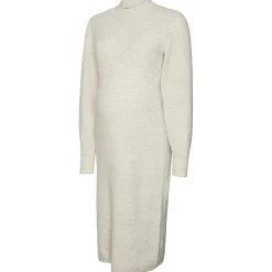 Jurken & Rokken*Vero Moda Maternity VERO MODA zwangerschapsjurk lange mouwen effen beige Light Ecru