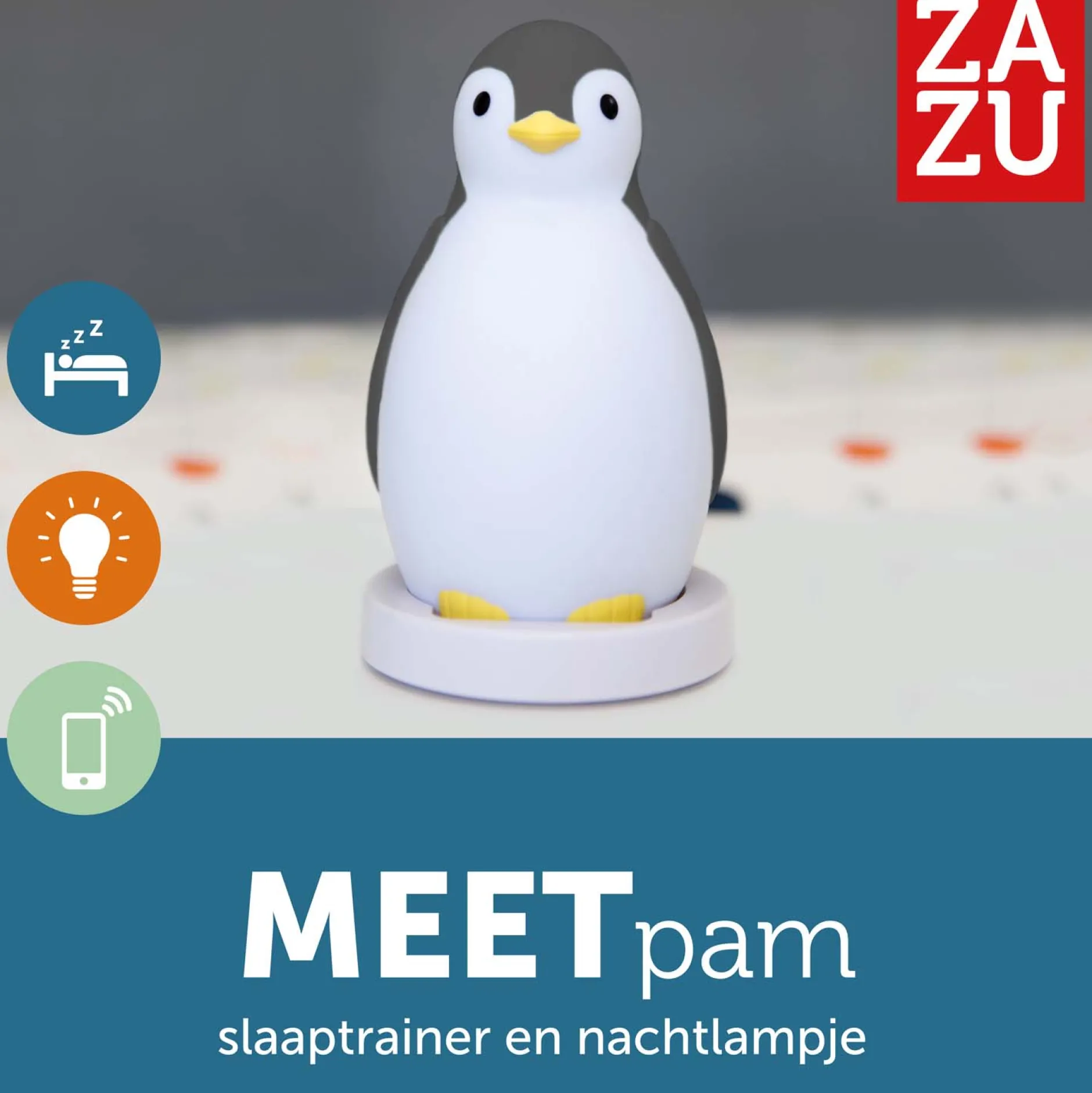 Slaaptrainers|Nachtlampjes*Zazu slaaptrainer nachtlamp met muziek Pam grijs grijs