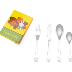 Feestartikelen|Kraamcadeaus*Zilverstad kinderbestek Nijntje en vriendjes 4-delig Silver