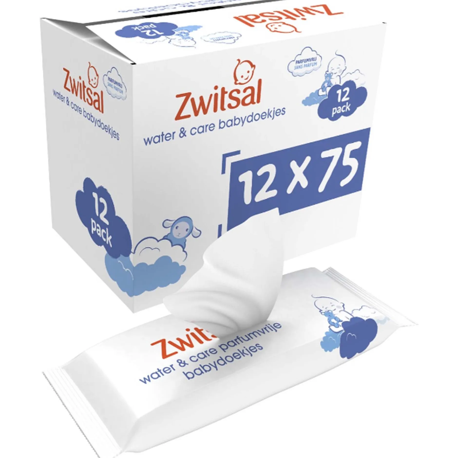 Billendoekjes*Zwitsal Water & Care Babydoekjes (12x75 stuks)